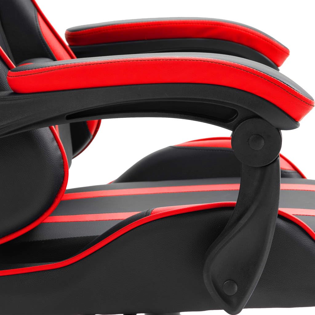 Silla de gaming de piel sintética roja con reposabrazos ajustable, reposacabezas y soporte lumbar, silla giratoria ergonómica para oficina, silla de ordenador