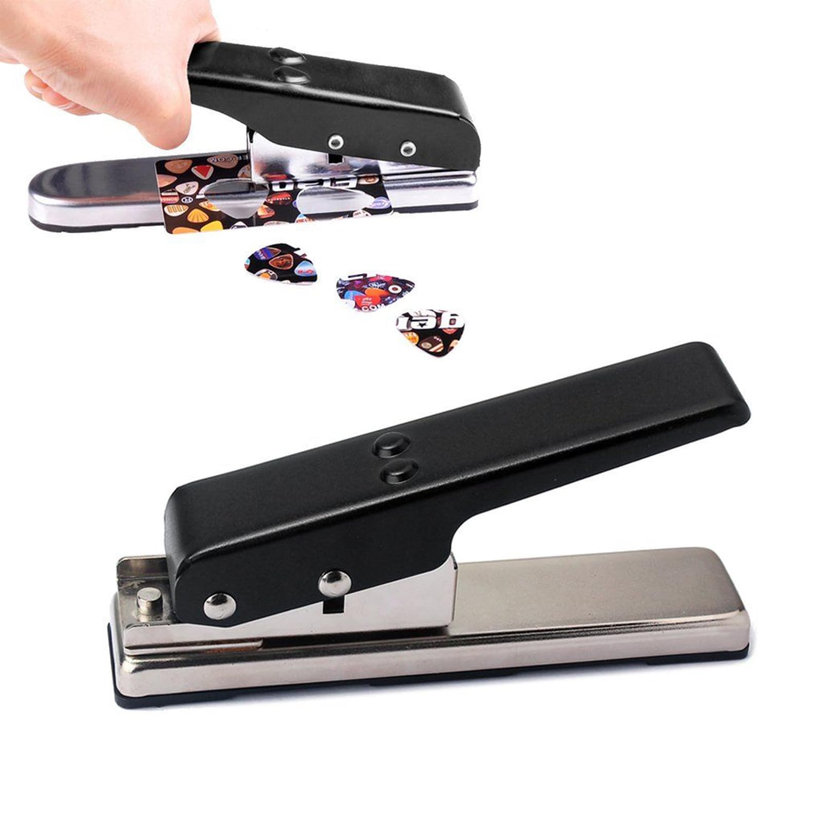 Perforadora de púas de guitarra de mano, herramienta cortadora de púas de metal, máquina perforadora de tarjetas ergonómica, diseño compacto para músicos y aficionados, equipo de instrumento