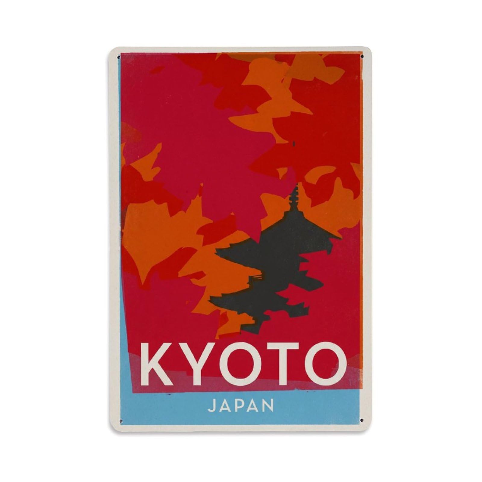 Gead 8X12inch Style Vintage Travel Kyoto Japan Red Metal Tin Sign