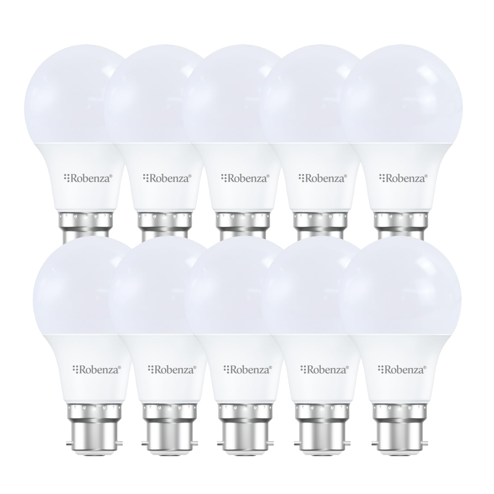 Robenza LED GLS Light Bulb B22, 15W (100W Equivalent), 1521 Lumens, 3000K Bright Warm White, Large Bayonet Cap Energy Saving A60 Standard BC Ceiling Lighting Bulb, Non-Dimmable, Pack of 10