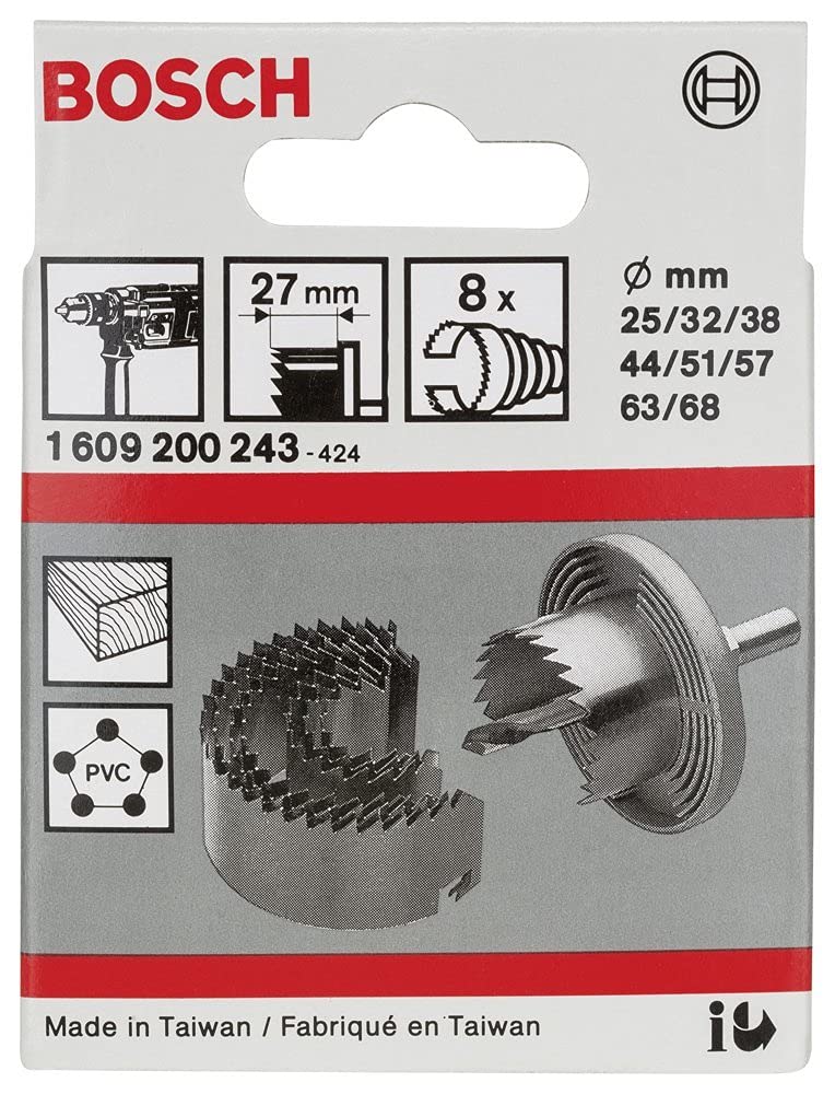 Bosch Accessories 8 parçalı testere çelengi seti (ahşap, plastik, Ø 25-68 mm, matkap aksesuarı)