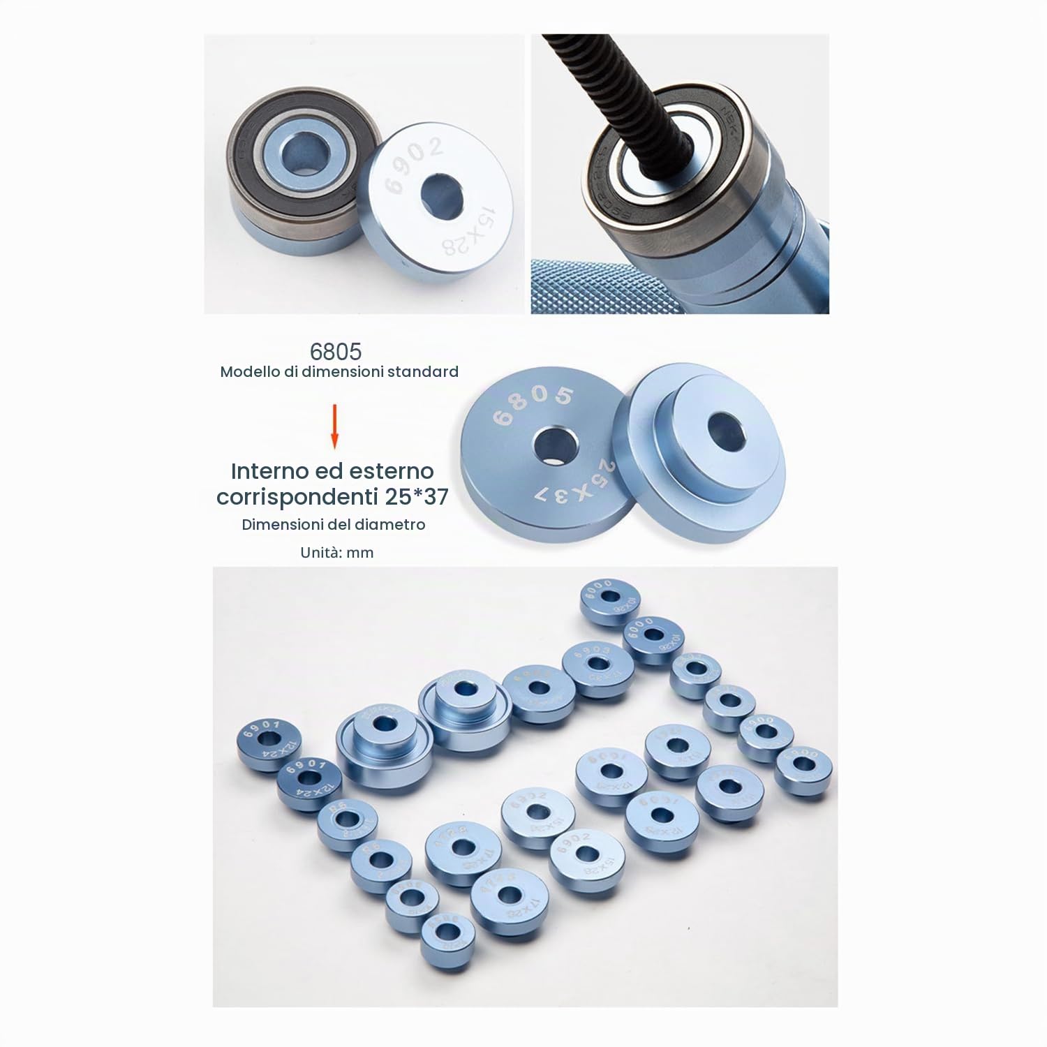 Kit Inferiore Bicicletta,Estrattore Movimento Centrale Bici,Set Pressa per Cuscinetti Interni per Bicicletta,Attrezzo Universale professionale per Pressare i Cuscinetti del Mozzo della Ruota da MTB