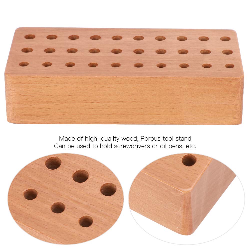 Supporto per Utensili in Legno per Cacciavite, Supporto in Legno per Riporre Oggetti con 30 Fori, Comodo e Durevole