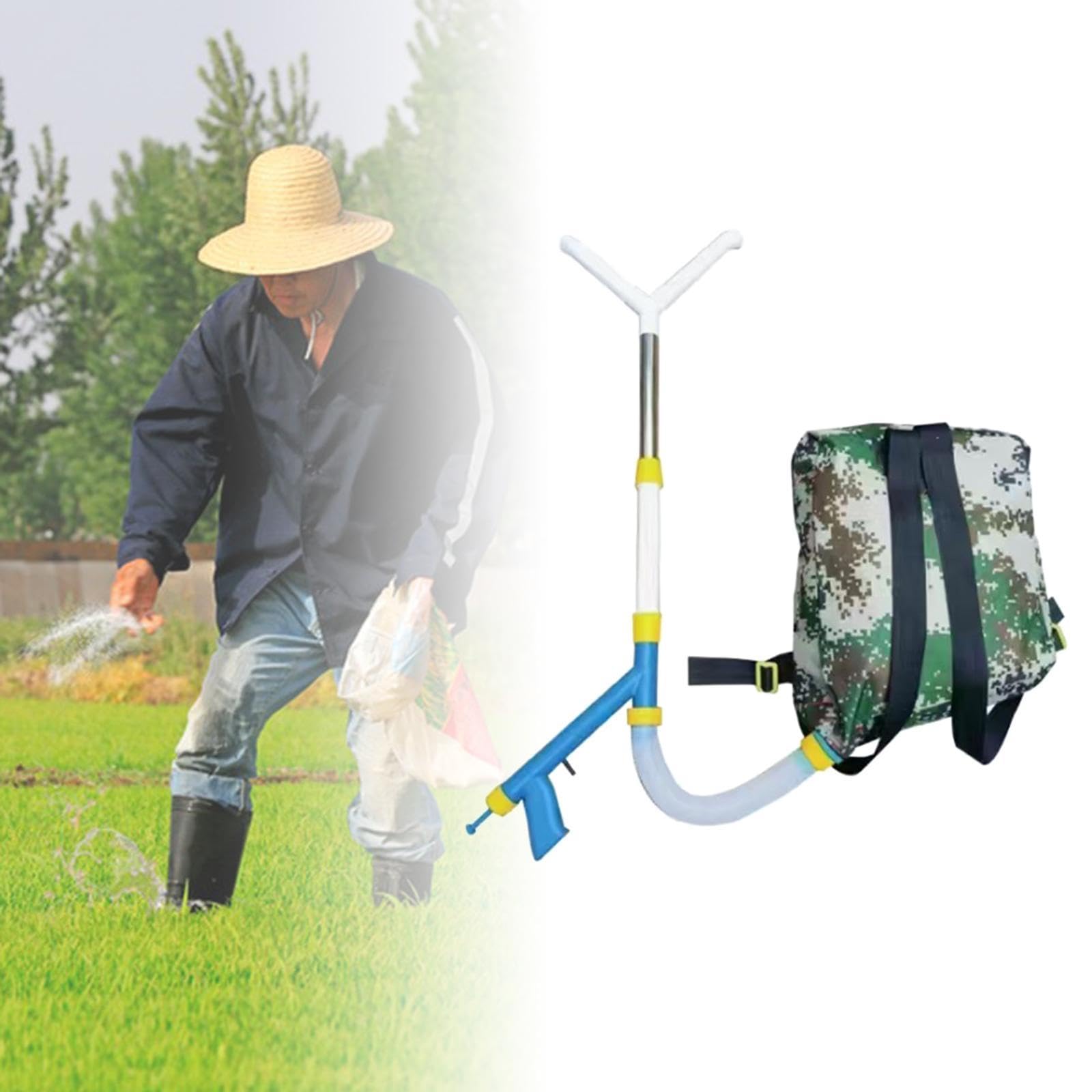 Fertilizante Sprayer de Mano con Mochila Y Bolsa Espaciosa Esparcidor Portátil Granulado para Fertilizar Jardín Y Dispensador Manual de a, Acero Inoxidable