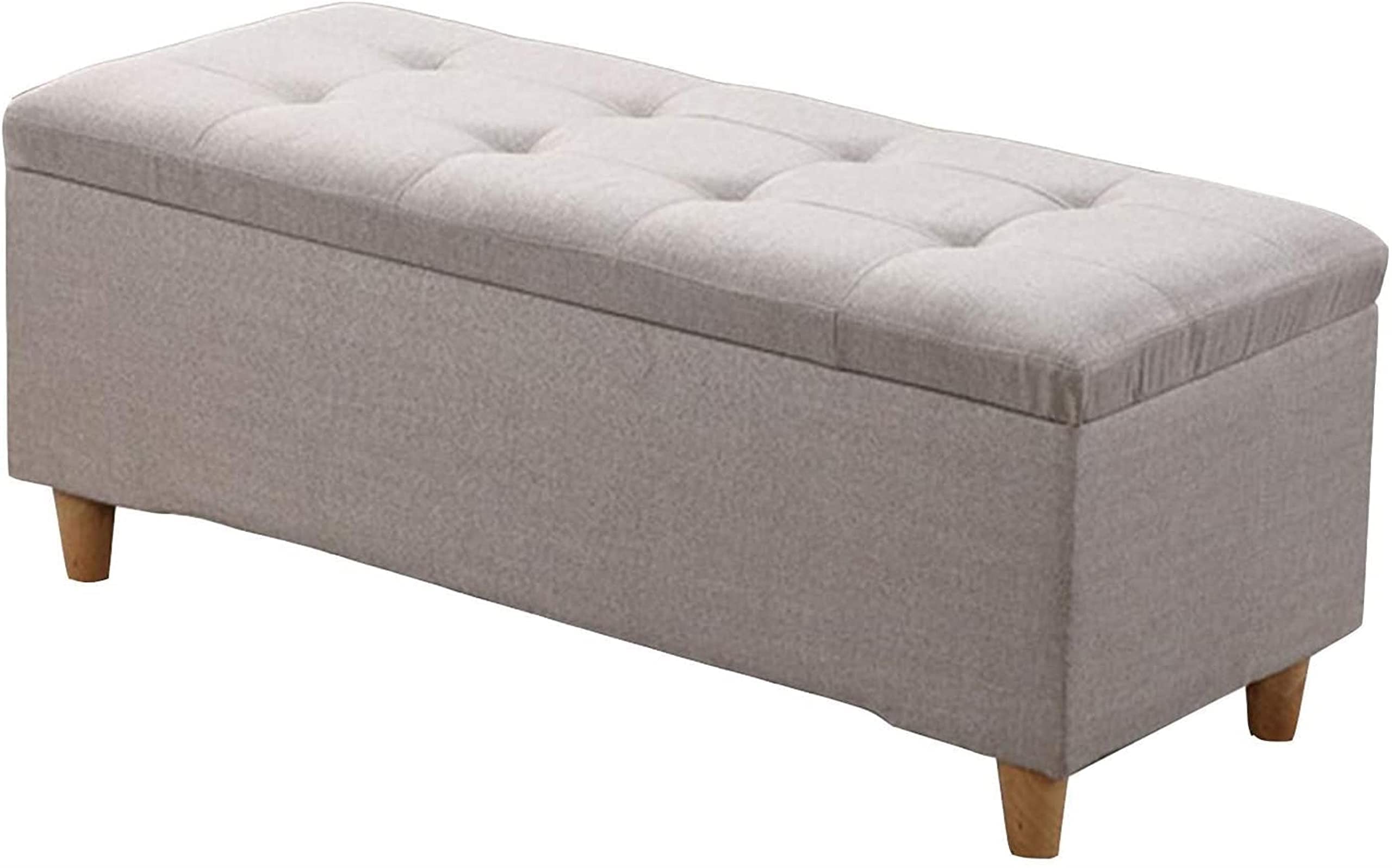LMMIAOZ Fabric Storage Stool Bench with Flip Lid 31 Inch Footstool for Shoes and Cushion Storage