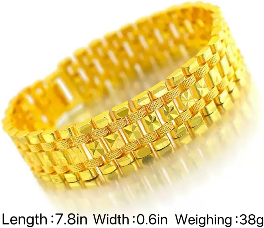 18K pure gold bracelet, symbol of identity, sturdy and exquisite Cuban bracelet, high-end gift jewelry for men and women