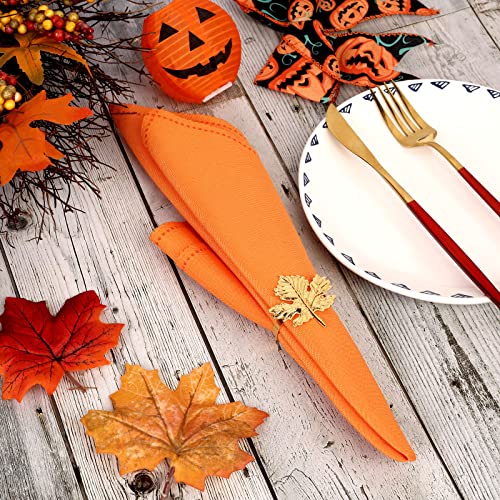 6 Thanksgiving Napkins, 6 Thanksgiving Maple Leaf Napkin Rings, 17.7 X 17.7 Inch Fabric Napkins Thanksiving Cloth Napkins, Reusable Fabric Napkins, For Autumn Family Dinner,Thanksgiving Theme Party #TOP7