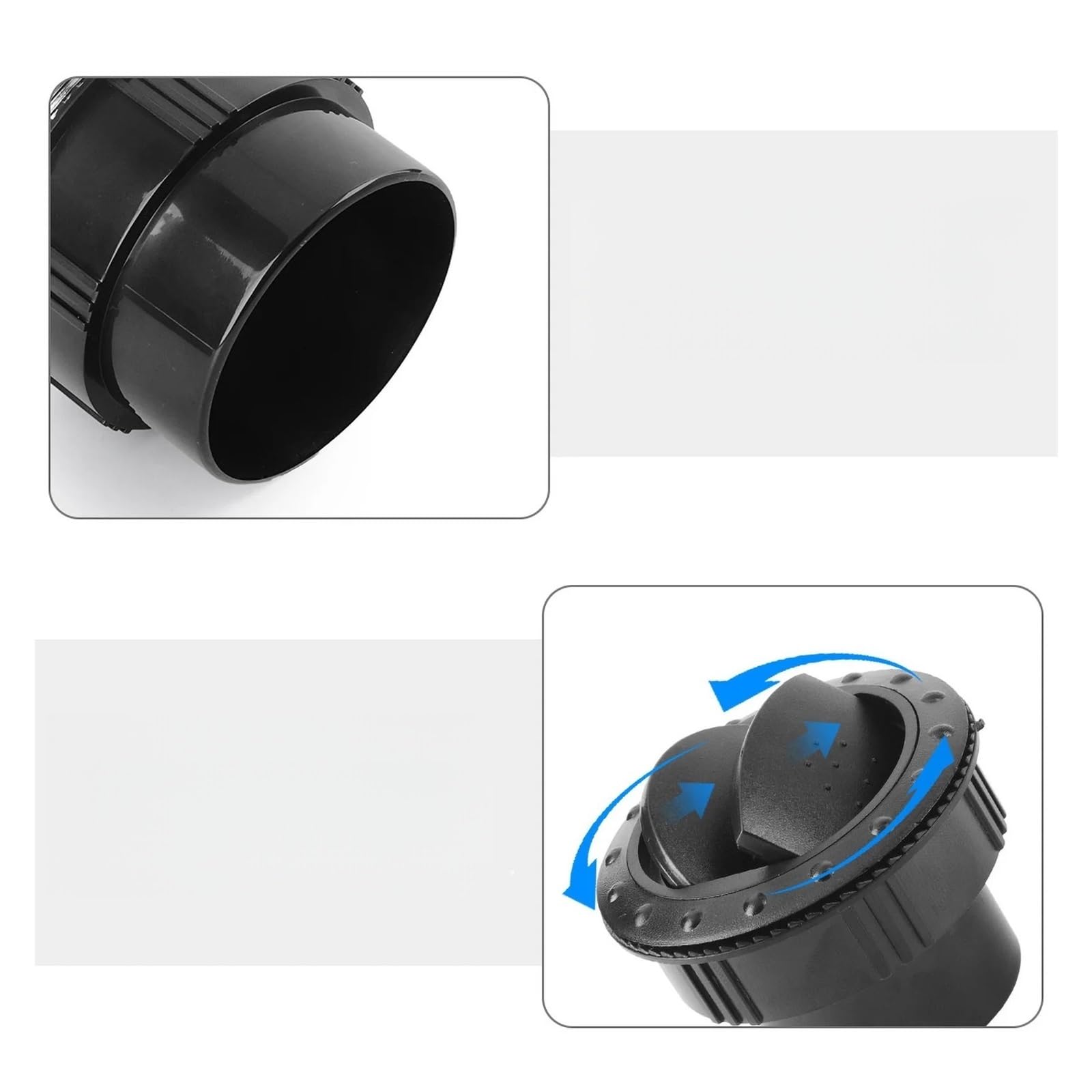 Griglia Ventilazione condizionata Deflettore sfiato per Uscita Aria condizionata Universale 65 mm Rotazione cruscotto Auto 255 Pollici Camper ATV A/C | Black