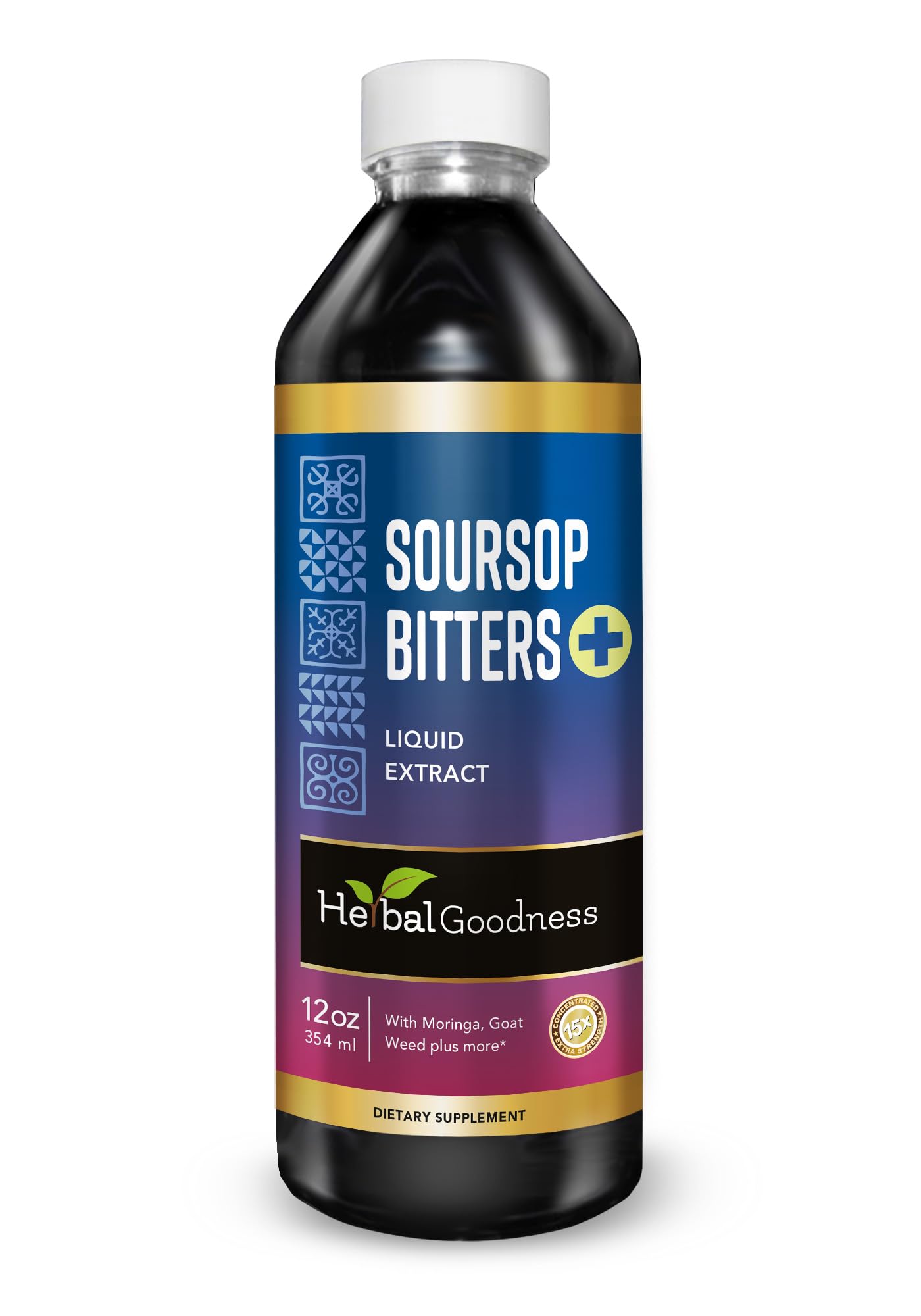 Herbal GoodnessSoursop Bitters Liquid Drops, 10 in 1 with Moringa, Papaya, Burdock & Ginger, Organic Serene Soursop Bitters - Gut Support & Natural Body Detox Herbal Tonic | Vegan, Non-GMO, 12 Fl Oz