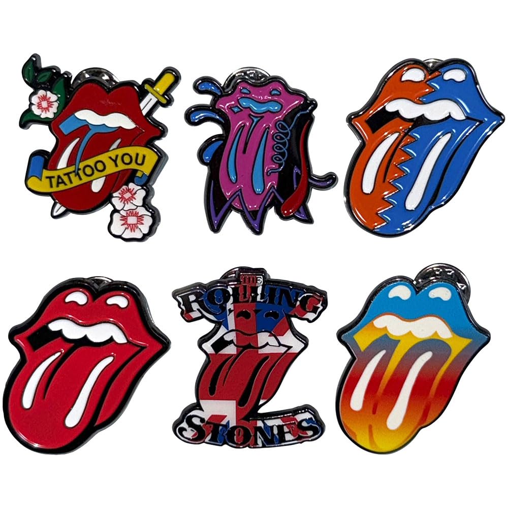 The Rolling Stones Tongues Evolution Pin Badge Set Size One Size
