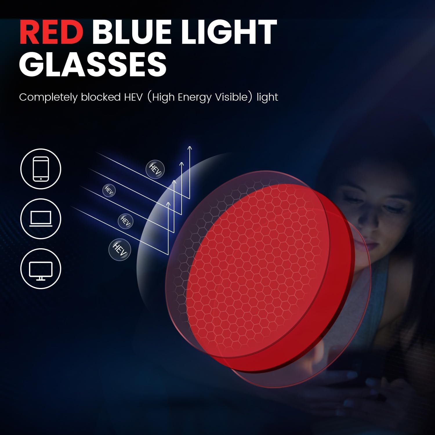 Eyekepper Night Sleep Glasses for Women and Men with Red Lens, Blue and Green Light Blocking Eyeglasses for Optimized Sleep