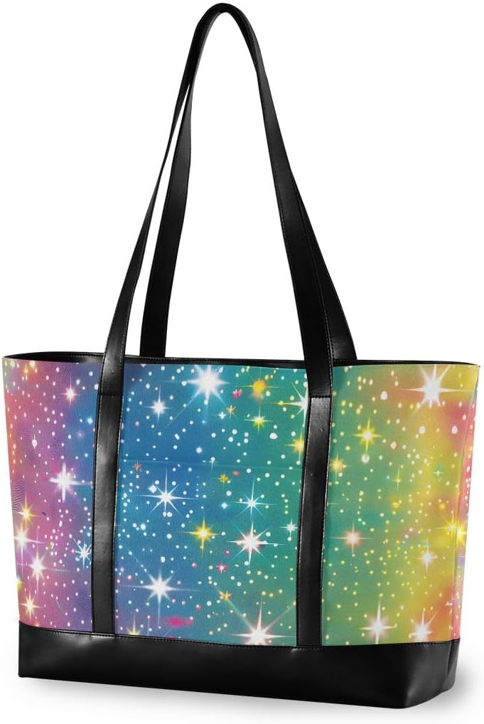 ALAZA Rainbow Leopard Seamless Laptop Tote Bag for Woman 15.6 inch Laptop Organizer Bag Teacher Work Purse