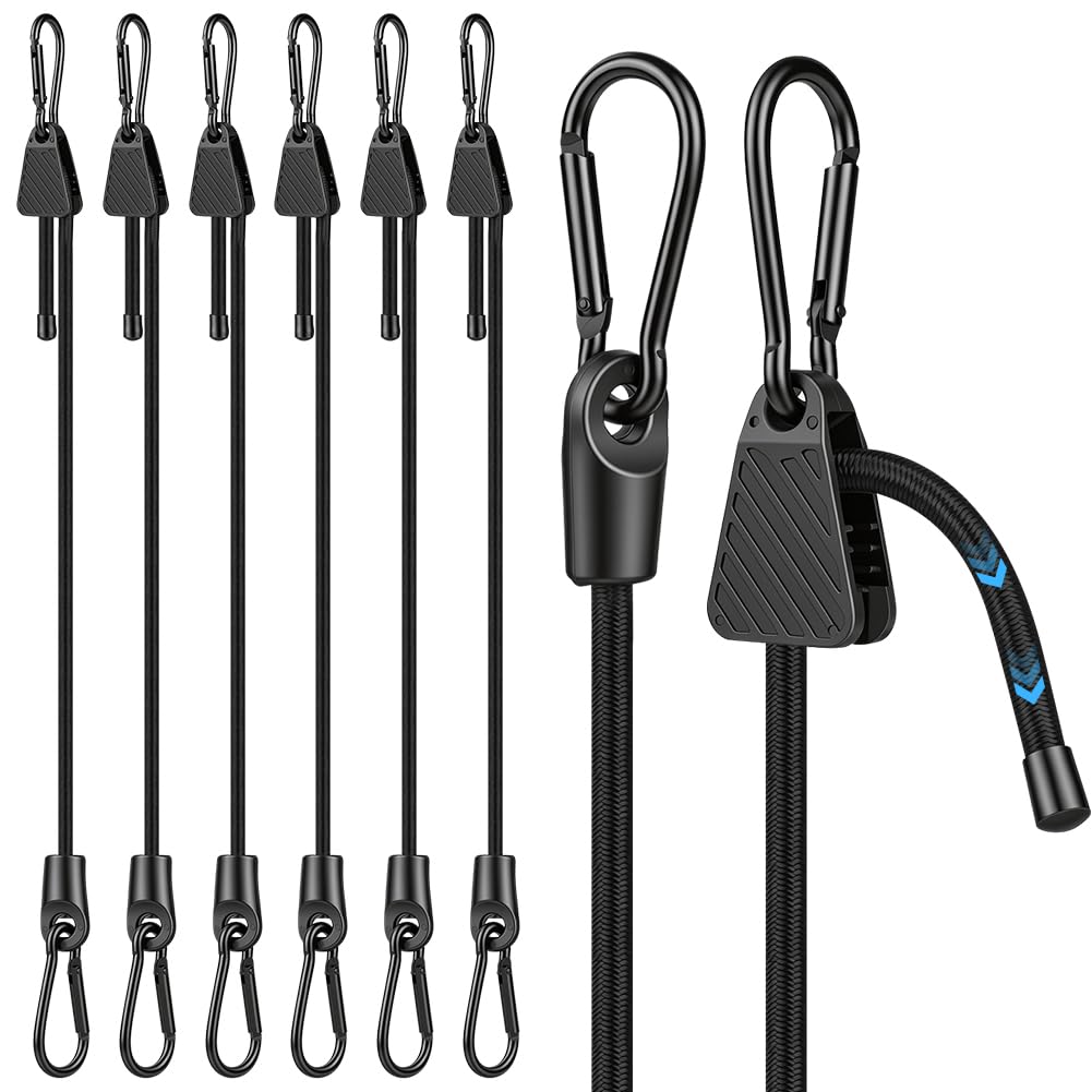 NUTKIT 150cm Bungee Cords with Hooks, 6PCS Adjustable Bungee Cords
