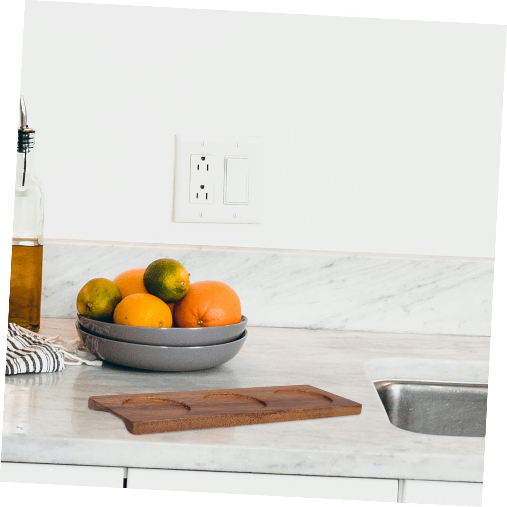Vassoio Porta spezie in Legno, Porta condimenti Multifunzione per l'organizzazione della Cucina, Elegante Organizer per spezie da riporre sul bancone, Vassoio in Legno Compatto per