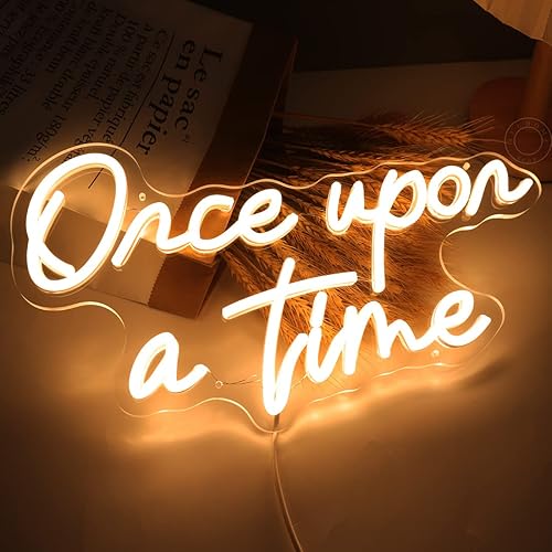 Miniatura 9 de SYLHOME Letrero de neón LED "Once Upon A Time" para decoración del hogar, dormitorio, habitación de niños, guardería, decoración de pared, palabras