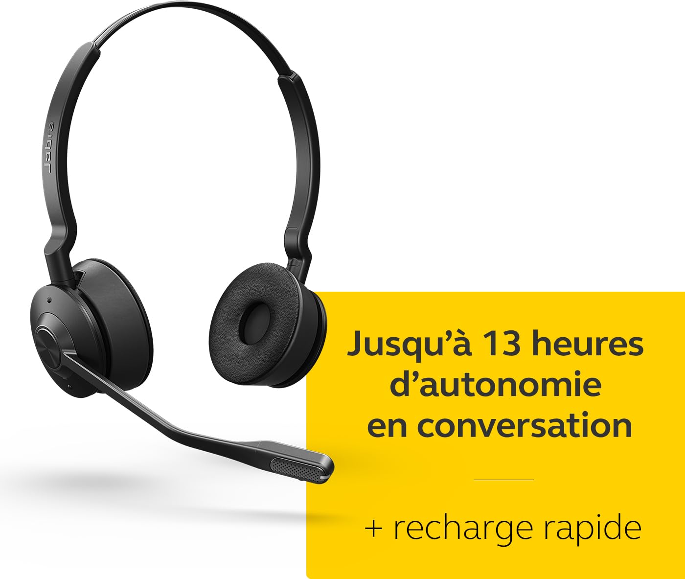 Jabra Engage 65 SE Casque stéréo sans Fil Appels Professionnels, DECT Sécurité, Batterie 13 Heures, Confort, avec Base, câble USB-C, compatibilité avec Les Applications de réunion
