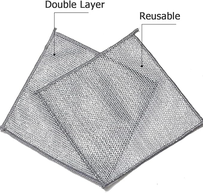 Image of Episkey Non Scratch Two Layer Dish Washcloth & Gaps Cleaning Brush, Multipurpose Wire Scrubber for Wet and Dry, Easy Rinsing, Reusable, Cleaning Cloth for Kitchen, Sinks, Pots (DISHWASH Cloths 6PCS)
