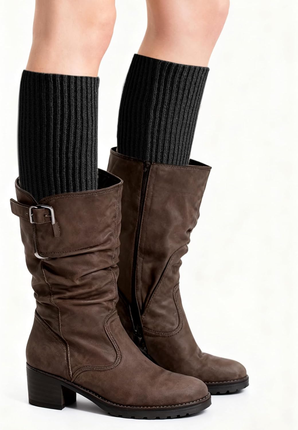 Toes Home Long Leg Warmers Womens, Slouchy Socks for Ballet Pilates Dance Yoga Y2K Stirrup Knit Boot Cuffs Winter Legwarmers - Image 5