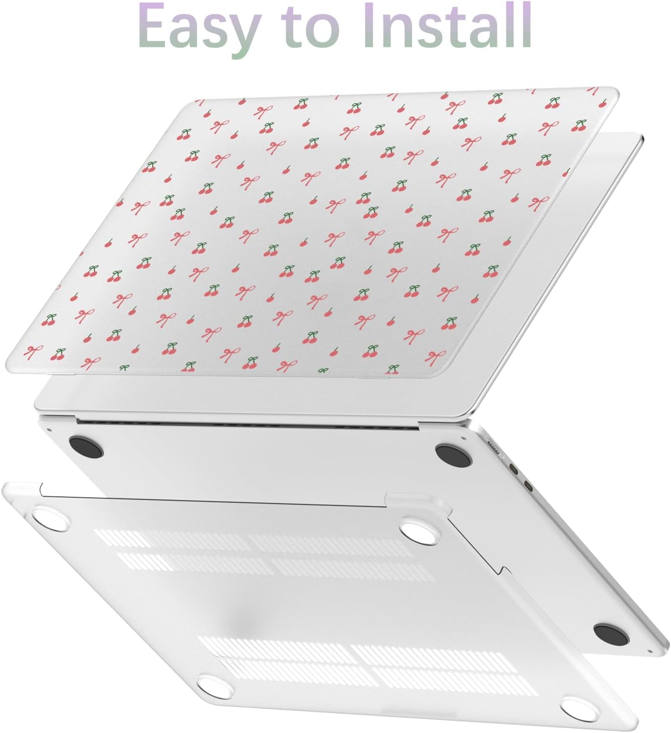 Compatible with MacBook Air 13 inch Case M1 A2337 A2179 A1932 2022 2021 2020 2019 2018 Release, Cute Cherry Bow Protective Hard Shell Matte Cover for MacBook Air 13.3 inch