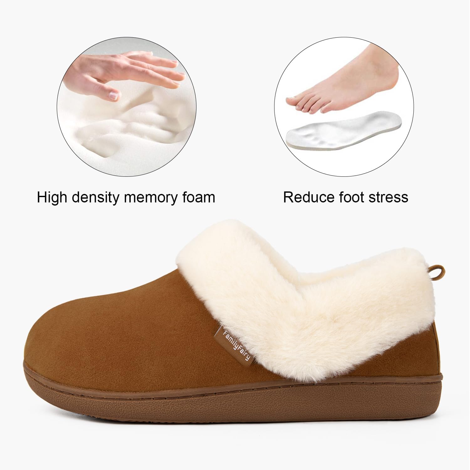 FamilyFairy Women's Warm Bootie Slippers Winter Cozy House Shoes Non Slip Indoor Outdoor with Fuzzy Collar - Image 3