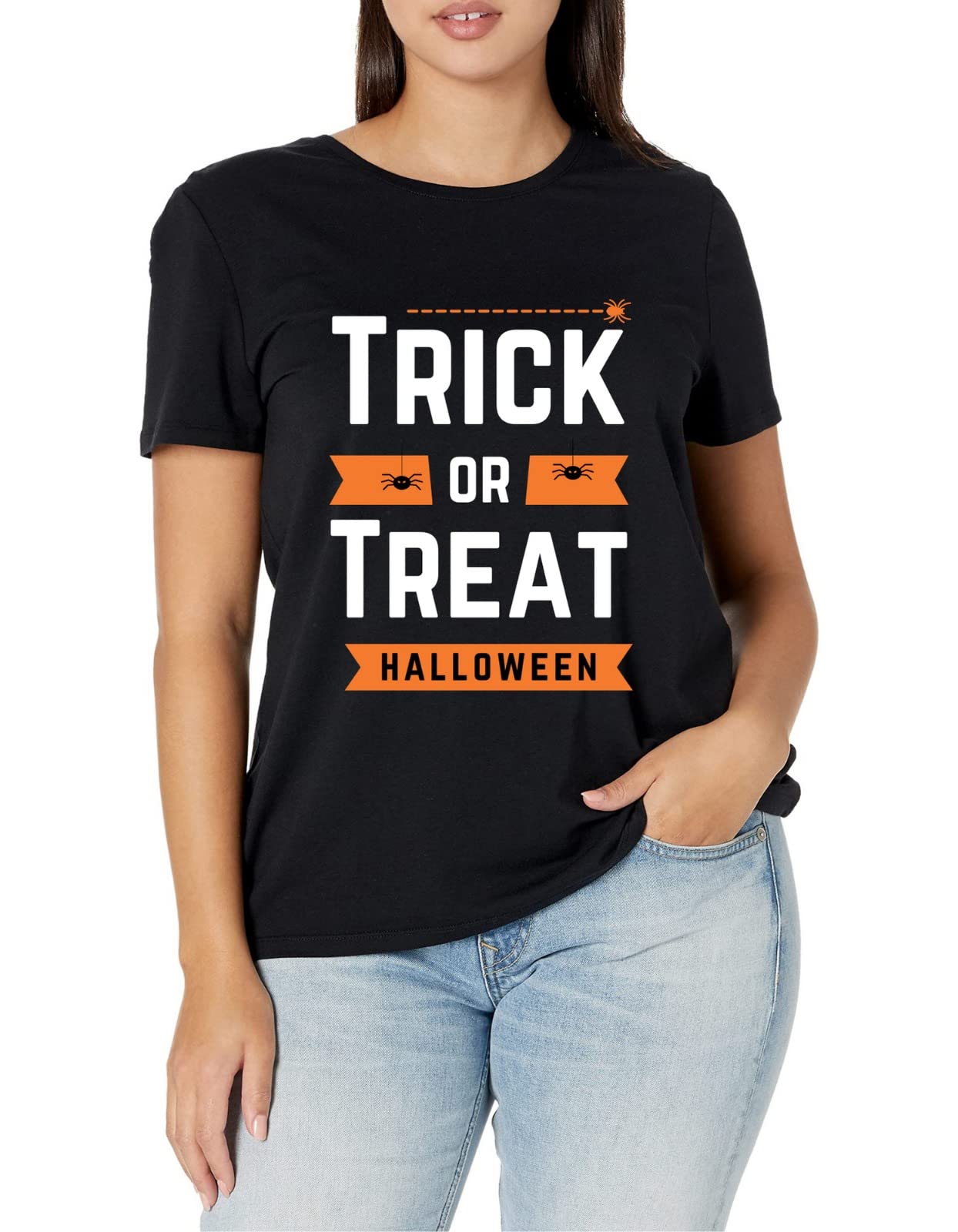 Mens Halloween T Shirt Womens Tops Spooky Ghost Scary Unisex Costume Boo Black Shirt Trick Or Treat Ladies Dress Men Top Pumpkin Tshirt for Adults Spiders Bats T-Shirt TOT BK XL