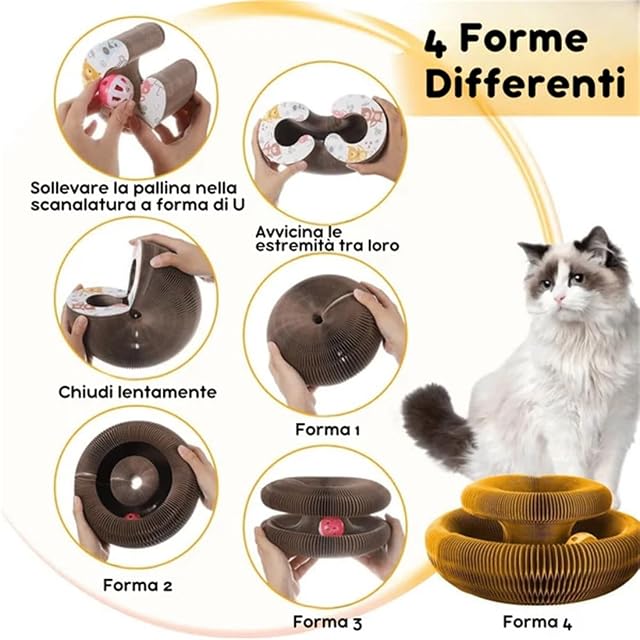 Foto 3 de 7 de LLELEMAMO Twisty Paws Cat Toy, Accordion Magic Organ Cat Scratcher Toys for Indoor Cats