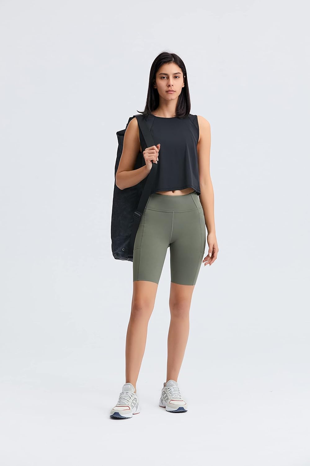 LooleafyWomen's Crop Tops Workout Cropped Tank Tops Athletic Shirts for Running Gym