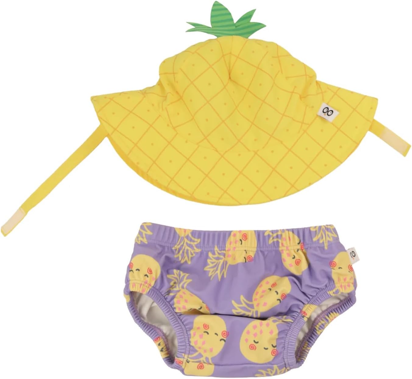 ZOOCCHINI Baby & Toddler Sun Hat & Reusable Swim Diaper – UPF 50+ Protection, Chlorine & Salt Water Resistant, Medium 6-12 Months, Pineapple Punch