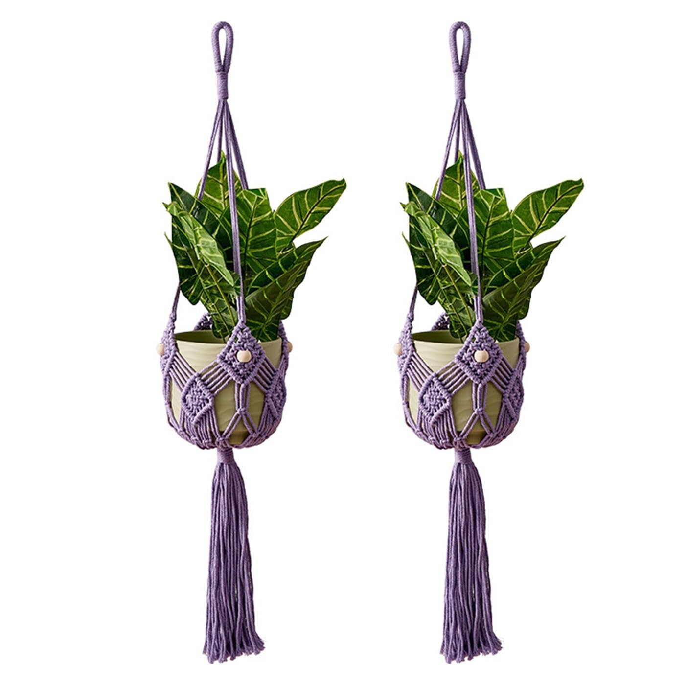 Perchas for plantas y maceteros colgantes de algodón tejido para decoración de interiores