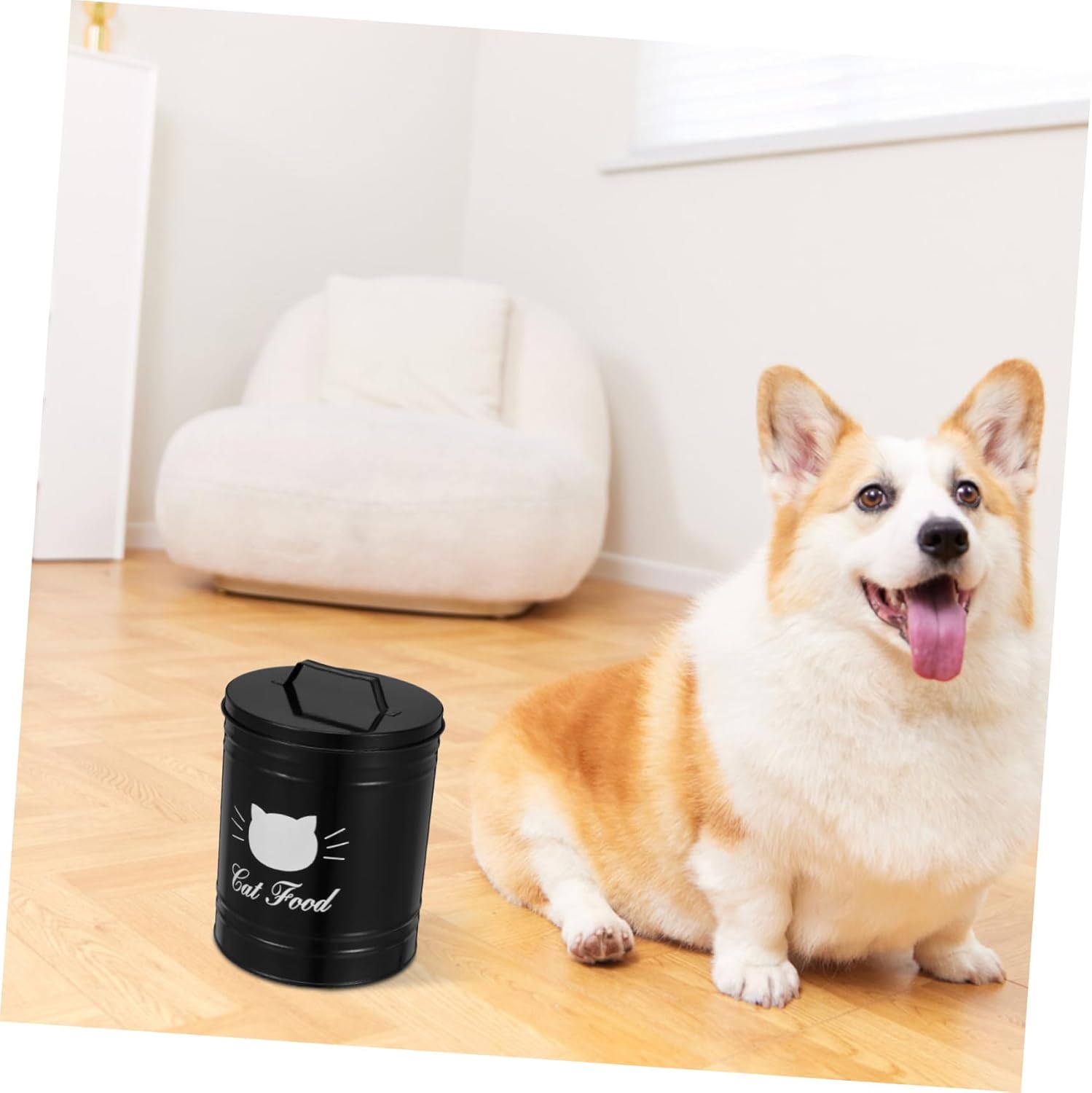 Airtight Pet Food Storage Container Iron Canister for Dogs and Cats Sealed Dog Food Bucket and Cat Treat Jar Keeps Pet Food Fresh and Dry for Home UseNO.4147