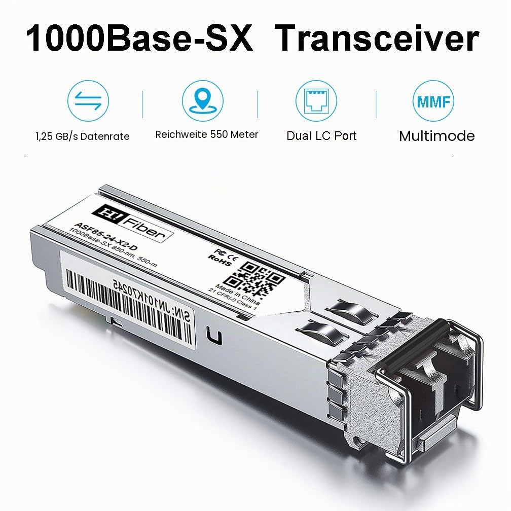 10 Pack,émetteur-récepteur SFP 1000BASE-SX, SFP à LC, Module Multimode 1.25G Compatible avec CiscoGLC-SX-MM/GLC-SX-MMD,MA-SFP-1GB-SX,UbiquitiUniFi UF-MM-1G,Mikrotik S-85DLC05D,Netgear AGM731F...