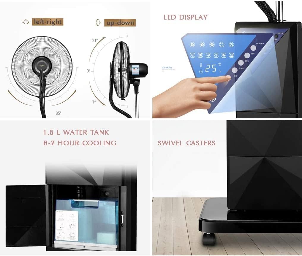 Oscillating Misting Fan, Indoor/Outdoor Standing Floor Fan for Quick Cooling, 3-Speeds, Timing Function, for Camping/Outdoors/Travel/Office