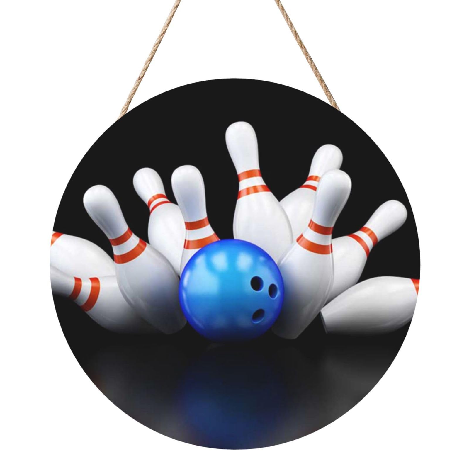 InOmak Bowling Bottle Print, Round Wood Panel Painting 12 in, Wall Hanging Painting For Home