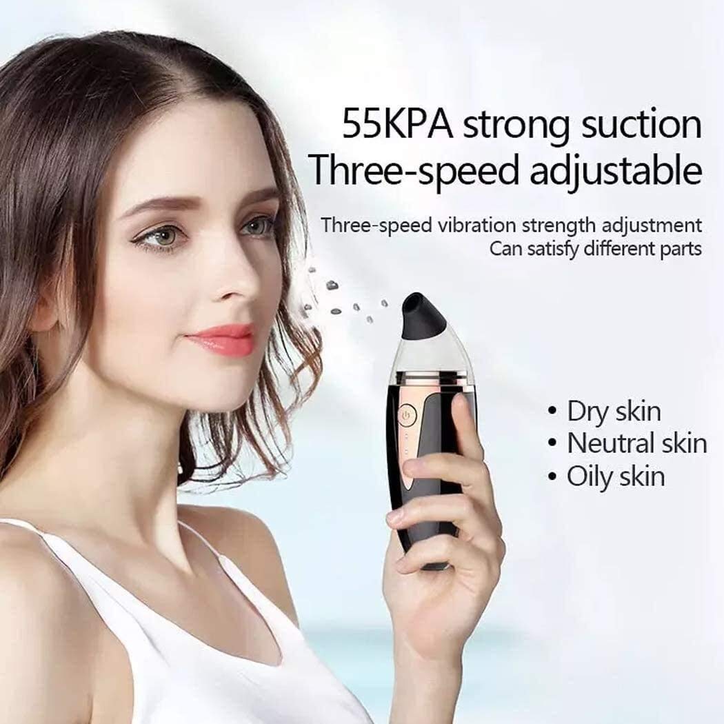 Blackhead Remover Aspirapolvere Pore Cleaner Aspirapolvere Aspirazione elettrica Vial Comino Acne Extractor Tool USB Ricaricabile 3 modalità 4 Sonde sostituibili per Donne e Uomini, Nero