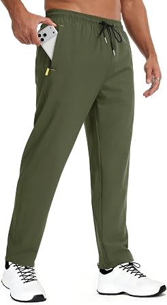 Mens Lightweight Hiking Pants Quick-Dry Workout Gym Sweatpants