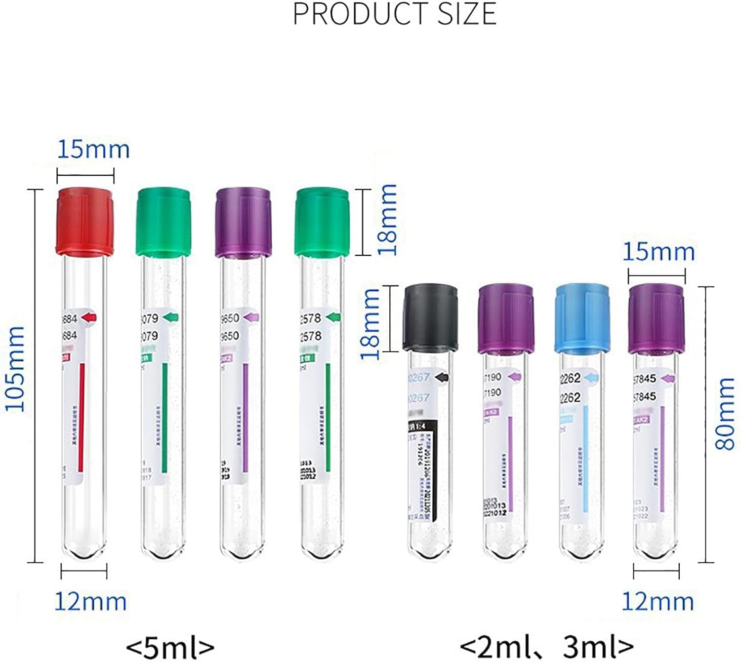 Genérico 100 Piezas De Tubos De RecoleccióN De Sangre Al VacíO, Tubos De PresióN Negativa Al VacíO Desechables, Tubos De RecoleccióN De Sangre con AnticoagulacióN con Citrato De Sodio 1:9,10ml