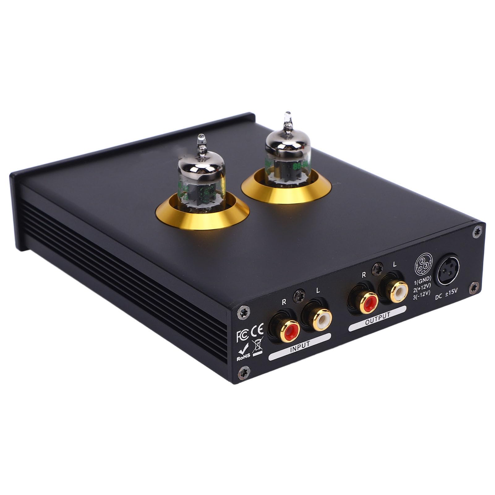 Jeffergarden Preamplificatore Phono a Tubo, Amplificatore Cuffia HiFi Stereo con Controllo Toni per Impianto Domestico, Ricevitore Bluetooth 5.0 (Spina europea)