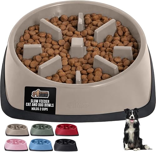 Miniatura 17 de GORILLA GRIP Tazones patentados de alimentación lenta sin BPA, juguete interactivo para perros y gatos, enriquecimiento de entrenamiento Turquesa