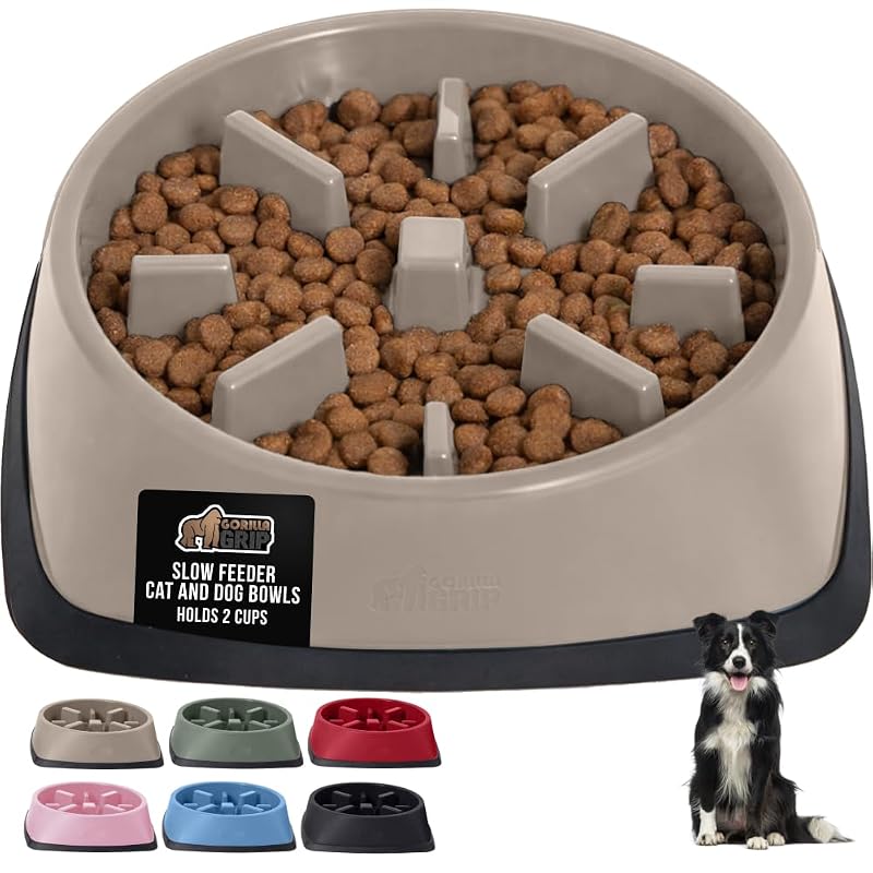 Comedouro lento para cães com labirinto e base de borracha GORILLA GRIP, capacidade para 2 xícaras
