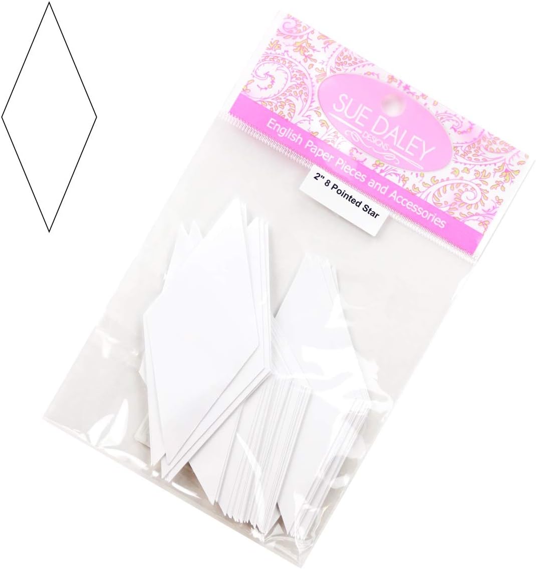 SUE DALEY DESIGNS Eight (8) Pointed Star Papers Patchwork with Busyfingers EPP English Paper Piecing 2 Packs (200 Pieces Total) (2 inch)
