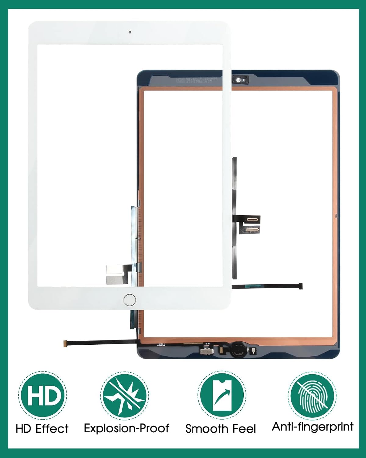for iPad 7 7th Gen Touch Screen for iPad 8 8th Gen Screen Replacement for iPad 10.2 2019 Digitizer A2197 A2200 A2198 A2232 10.2 2020 A2428 A2429 A2270 A2430 (with Home Button) (White)