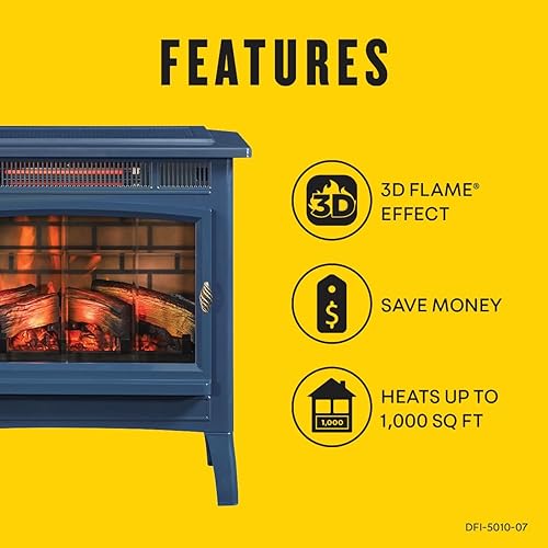 Miniatura 60 de Duraflame DFI-5010 - Estufa infrarroja en 3D para chimenea eléctrica con control remoto Negro,Bronce,Canela,Gris francés,Azul