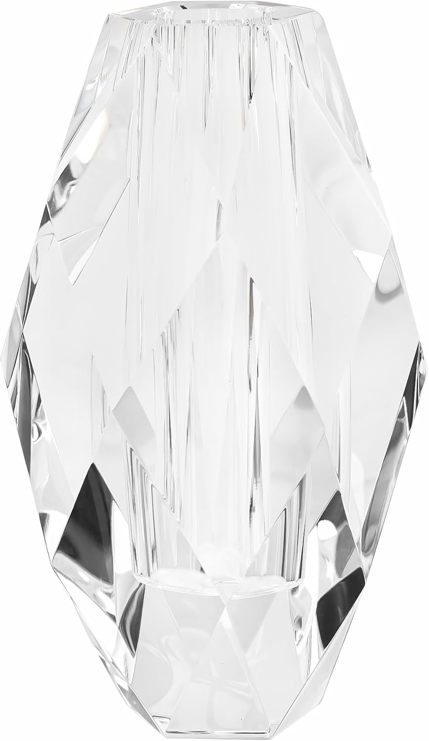 Crystal Flower Vases Decorations 6" for Home Wedding Christmas or Gift - Clear with Gift Box