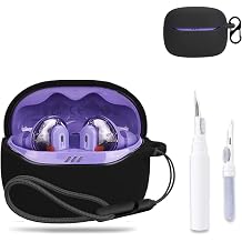 for JBL Tune Beam 2 Case Cover,NOUKAJU Earphone Protective Coverwith Carabiner + Lanyard + Cleaning Pen Drop-Proof,Shock-Proof,Dust-Proof,Protective Case for JBL Tune Beam 2Black