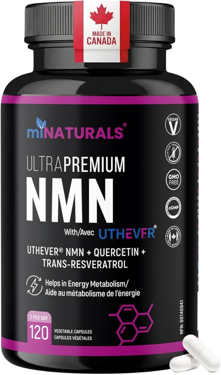 MINATURALS NMN Supplement Canada NAD+ Booster with Resveratrol & Quercetin - 120 Capsules - Anti-Aging, Energy & Cellular Repair by miNATURALS