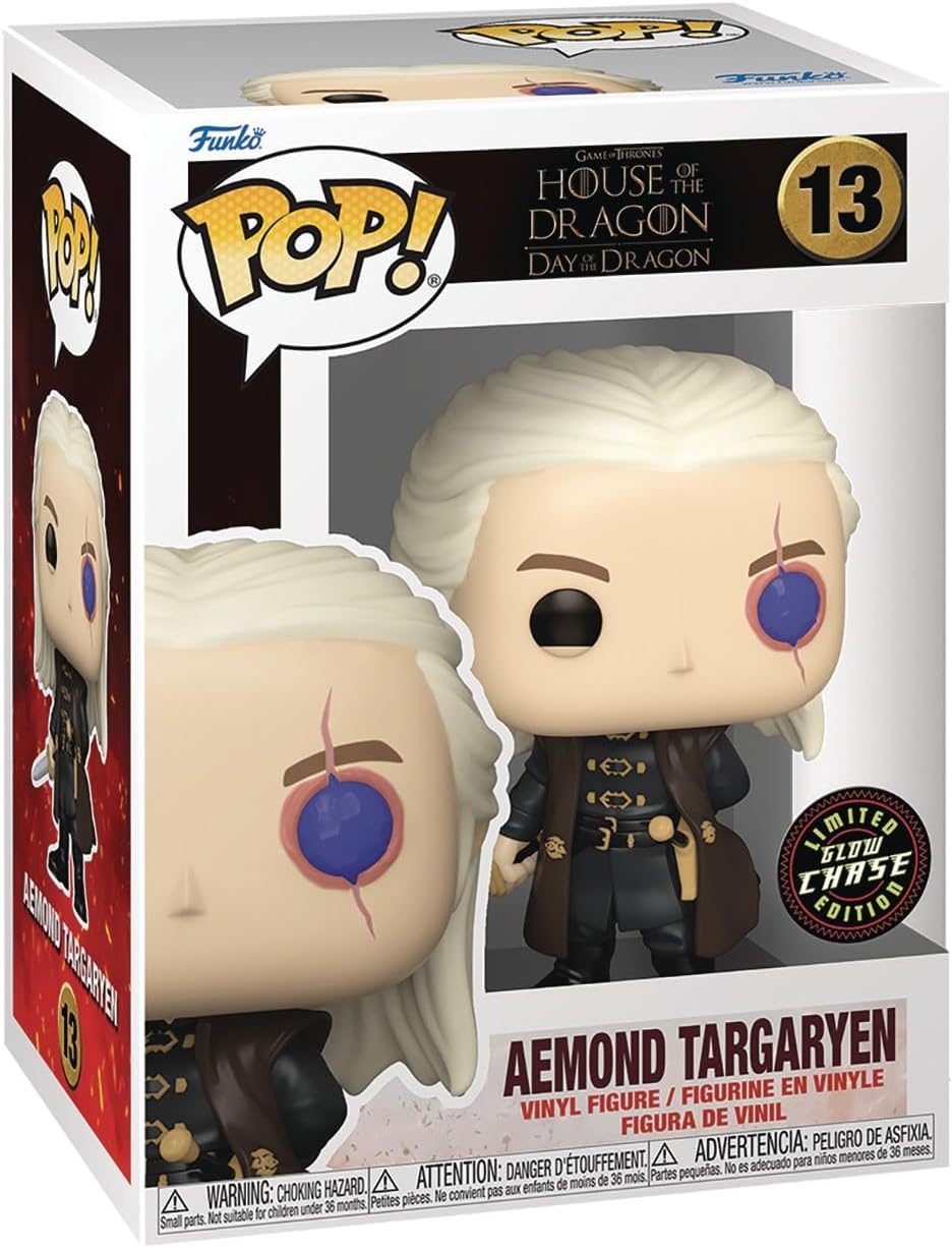 POP TV: House of The Dragon - Aemond Targaryen Glow-in-The-Dark Chase Funko Vinyl Figure (Bundled with Compatible Box Protector Case), Multicolor, 3.75 inches