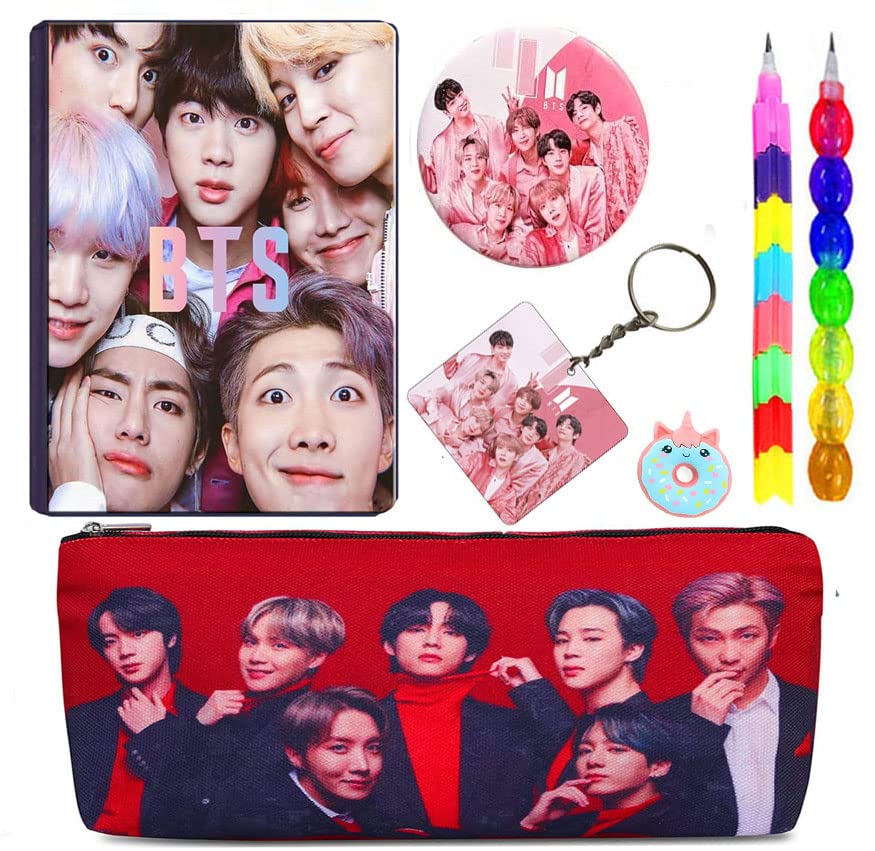 KOBBET® 7pcs BTS Theme Stationery Gift Set for Kids BTS Army Team Pencil Pouch, Pencil Case, BTS Diary & Complete Stationery for Kids, School Stationery, BTS Return Gift Birthday Gift Set (Style 5) (B0C4PKPPJJ) Amazon Price History, Amazon Price Tracker