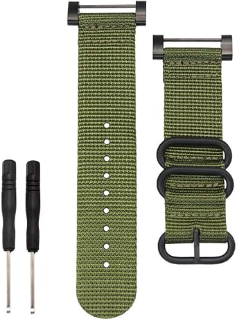 Watch Band for Suunto Core - Nylon Canvas Strap Replacement Kit Green - 24mm Strap - Includes Lugs Adapter & Screw Tools