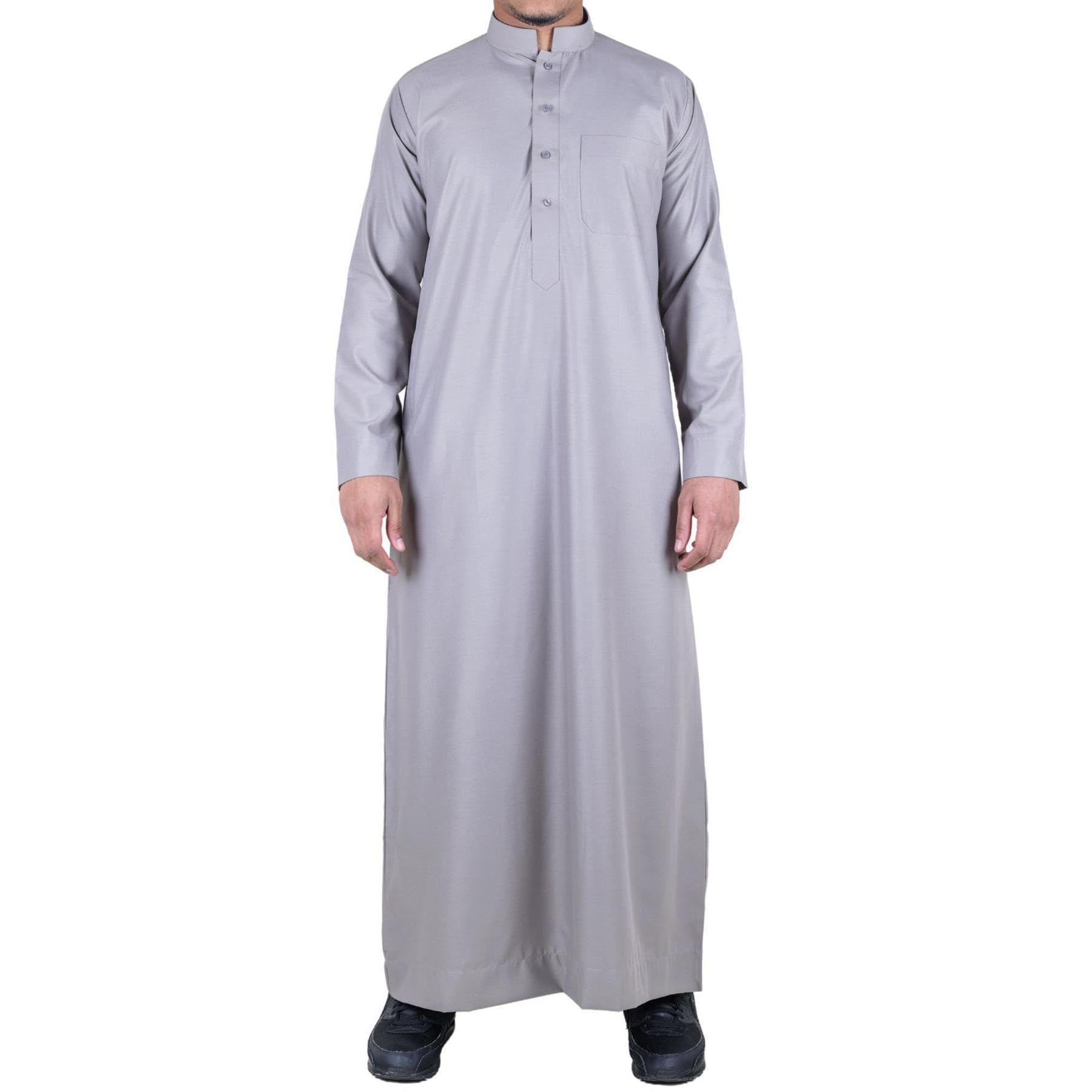 TruClothing Mens Thobe Jubba Nehru Stand Collar Islamic Clothing Muslim Cotton Kaftan Dress Robe Saudi - Beige S - 52