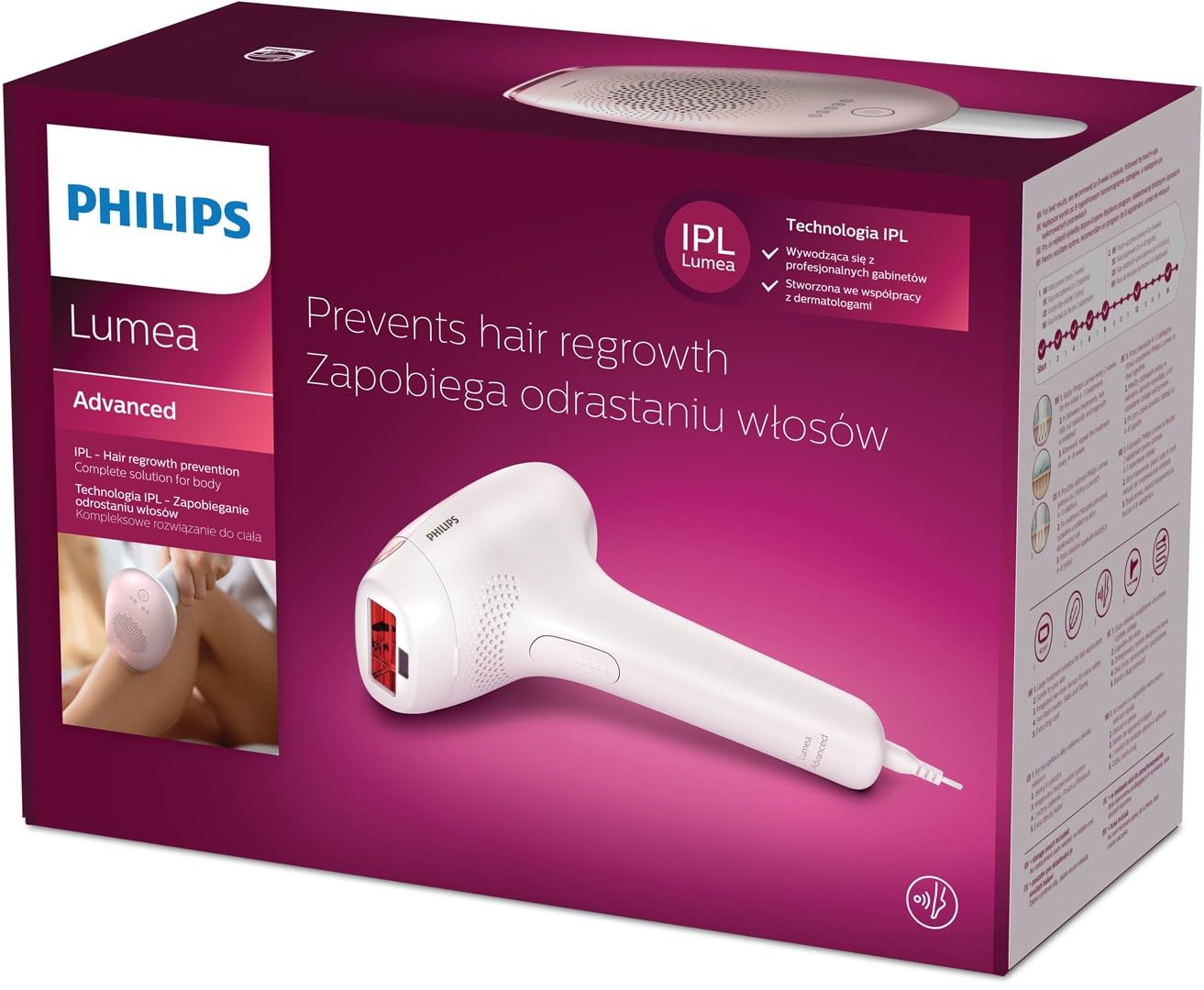 Philips Lumea Advanced SC1994/00 épilateur léger Lumière pulsée Rose, Blanc